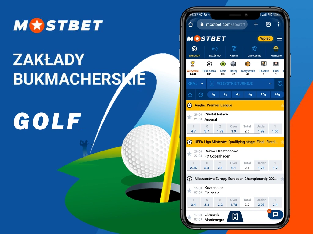 Zalady bukmacherskie - MostBet Golf